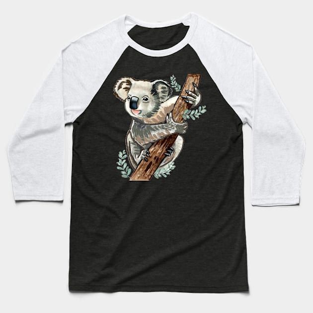 The Cuddlest Koala Bear Baseball T-Shirt by Art by Ergate